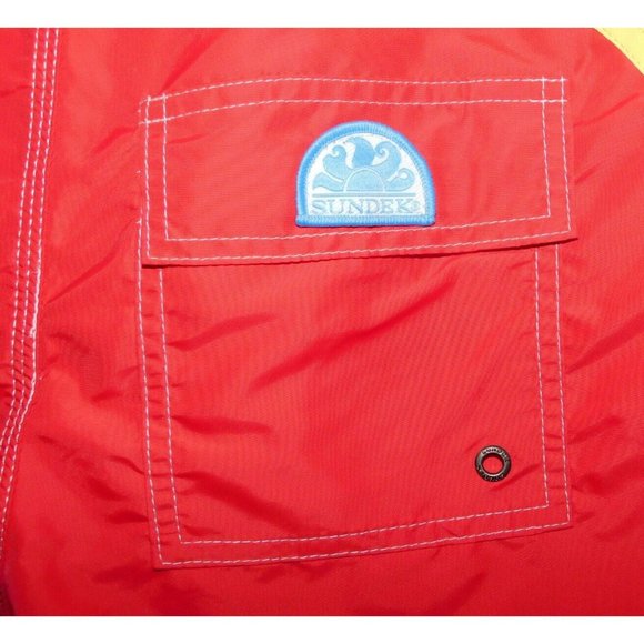 SUNDEK Mens 38 Red Rainbow Bum Swim Shorts Bathing Suit Board Shorts NEW w Tag - Picture 9 of 11